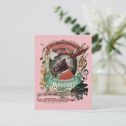 Wolfgang Amadeus Moozart Moose Animal Composer Briefkaart (Staand voorkant)