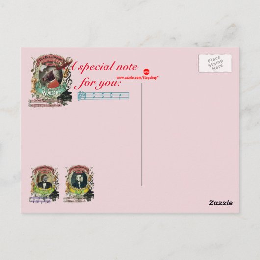 Wolfgang Amadeus Moozart Moose Animal Composer Briefkaart (Achterkant)