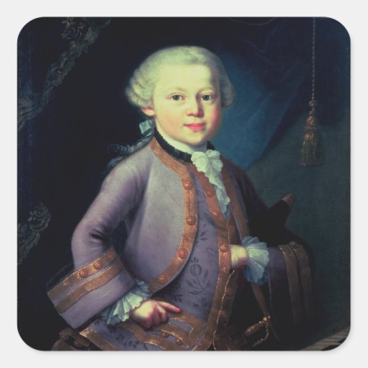 Wolfgang Amadeus Mozart, 1763 Vierkante Sticker (Voorkant)