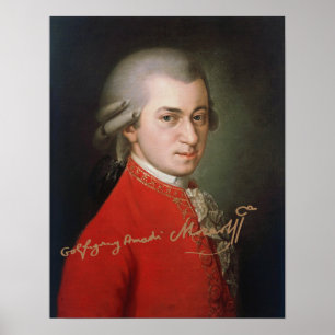 Wolfgang Amadeus Mozart 1819 met handtekening Poster