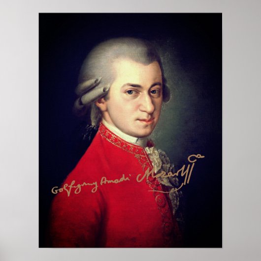 Wolfgang Amadeus Mozart 1819 met handtekening Poster (Voorkant)