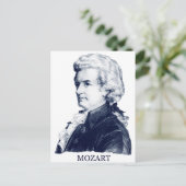 Wolfgang Amadeus Mozart, blauw Briefkaart (Staand voorkant)
