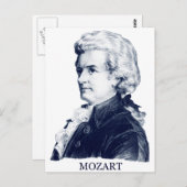 Wolfgang Amadeus Mozart, blauw Briefkaart (Voorkant / Achterkant)