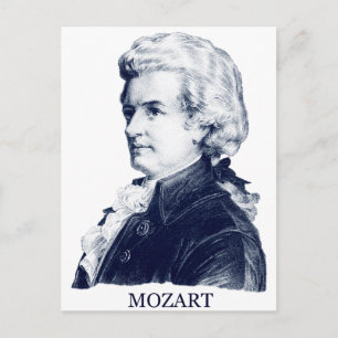 Wolfgang Amadeus Mozart, blauw Briefkaart