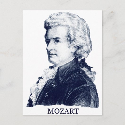 Wolfgang Amadeus Mozart, blauw Briefkaart (Voorkant)