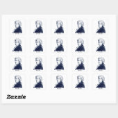 Wolfgang Amadeus Mozart, blauw Vierkante Sticker (Vel)