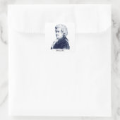 Wolfgang Amadeus Mozart, blauw Vierkante Sticker (Tas)