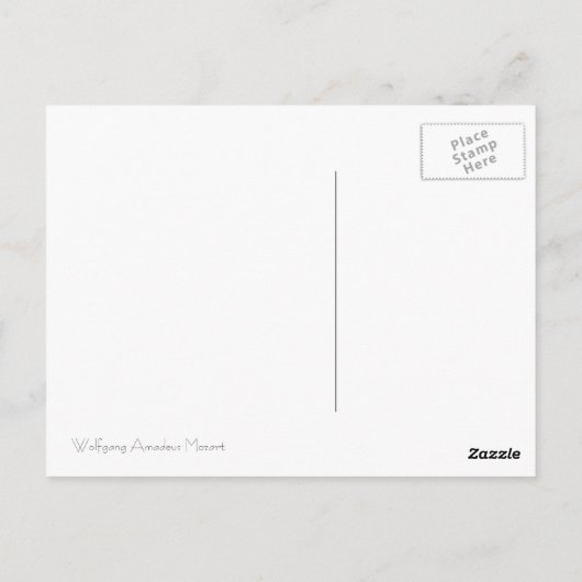 Wolfgang Amadeus Mozart Briefkaart (Achterkant)