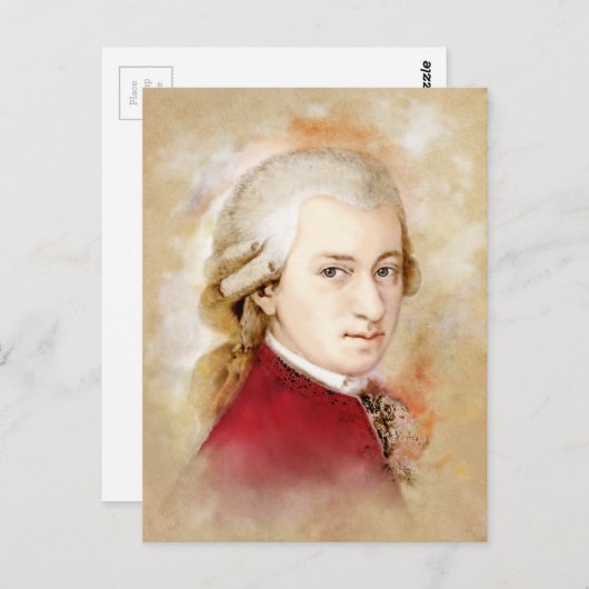 Wolfgang Amadeus Mozart im Aquarell Stil Briefkaart (Voorkant / Achterkant)