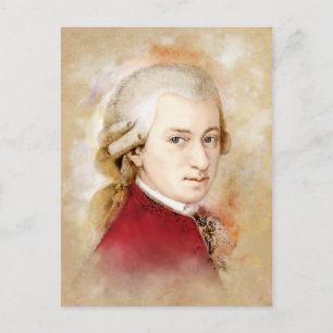 Wolfgang Amadeus Mozart im Aquarell Stil Briefkaart