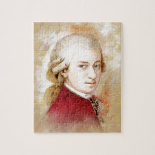 Wolfgang Amadeus Mozart im Aquarell Stil Legpuzzel