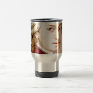 Wolfgang Amadeus Mozart im Aquarell Stil Reisbeker