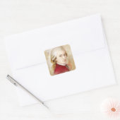Wolfgang Amadeus Mozart im Aquarell Stil Vierkante Sticker (Envelop)