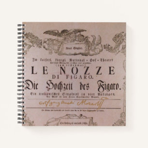 Wolfgang Amadeus Mozart met de handtekening Figaro Notitieboek