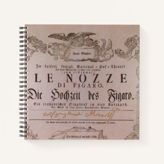 Wolfgang Amadeus Mozart met de handtekening Figaro Notitieboek (Voorkant)