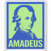 Wolfgang Amadeus Mozart Pop Art Custom Cut Vinyl Sticker (Voorkant)