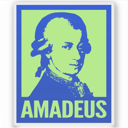 Wolfgang Amadeus Mozart Pop Art Custom Cut Vinyl Sticker (Voorkant)