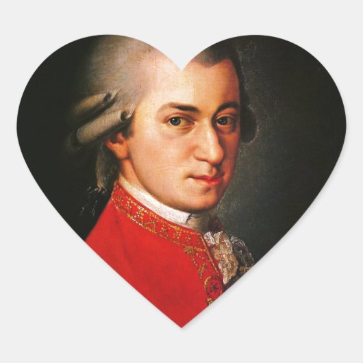 Wolfgang Amadeus Mozart portret Hart Sticker (Voorkant)