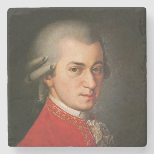 Wolfgang Amadeus Mozart Portret Stenen Onderzetter (Voorkant)