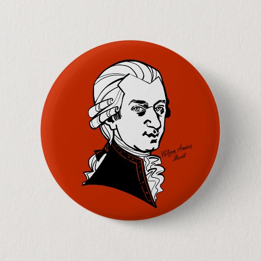 Wolfgang Amadeus Mozart Ronde Button 5,7 Cm (Voorkant)