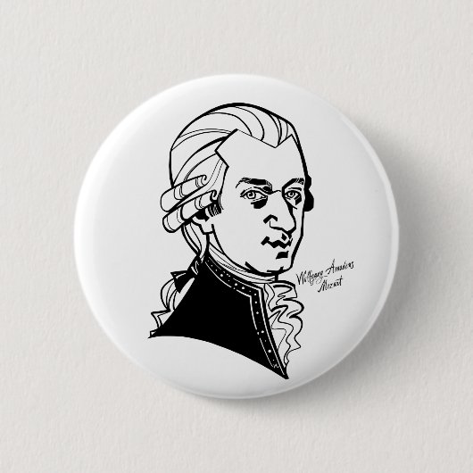 Wolfgang Amadeus Mozart Ronde Button 5,7 Cm (Voorkant)