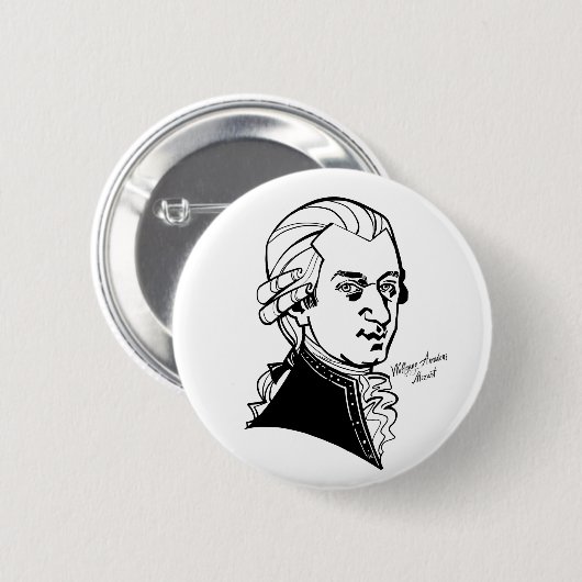 Wolfgang Amadeus Mozart Ronde Button 5,7 Cm (Voorkant /achterkant)