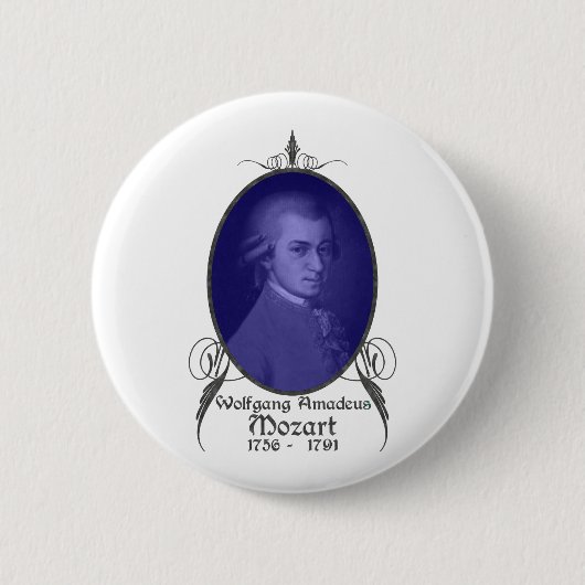 Wolfgang Amadeus Mozart Ronde Button 5,7 Cm (Voorkant)
