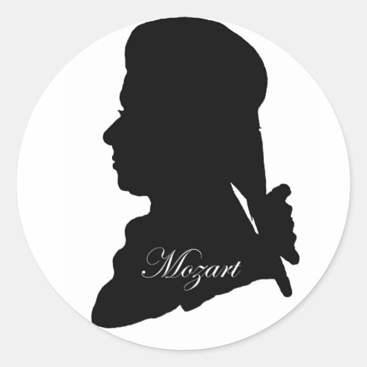 Wolfgang Amadeus Mozart Ronde Sticker (Voorkant)