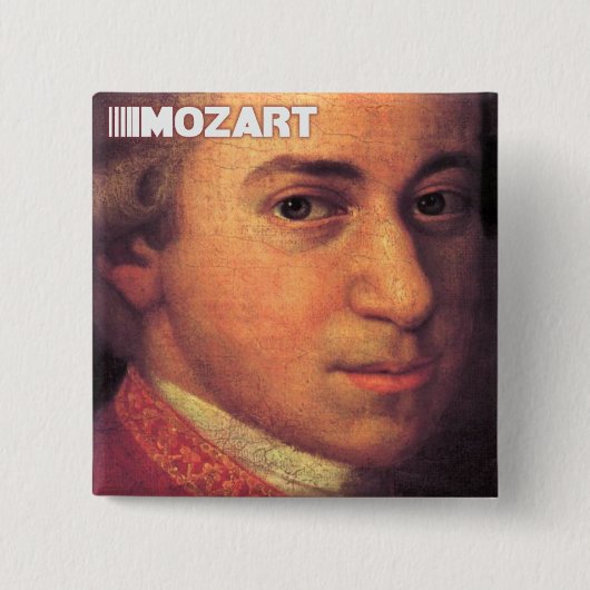 Wolfgang Amadeus Mozart Stuff Vierkante Button 5,1 Cm (Voorkant)