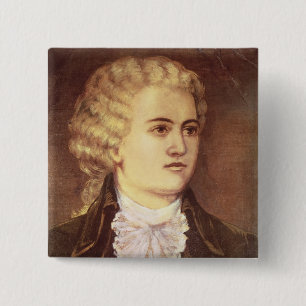 Wolfgang Amadeus Mozart tijdens zijn verblijf Vierkante Button 5,1 Cm