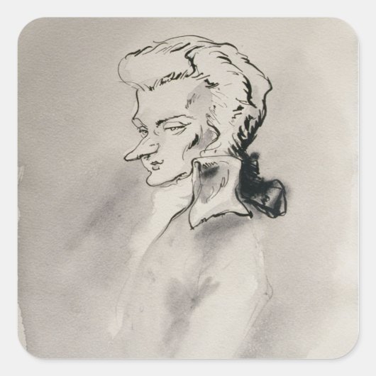 Wolfgang Amadeus Mozart Vierkante Sticker (Voorkant)