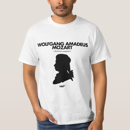 Wolfgang Amadeus Mozart witte T-shirt (Voorkant)