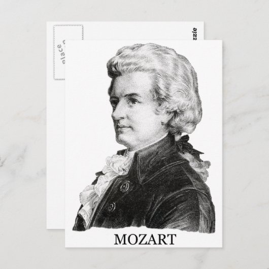 Wolfgang Amadeus Mozart, zwart Briefkaart (Voorkant / Achterkant)