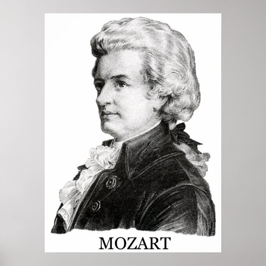 Wolfgang Amadeus Mozart, zwart Poster (Voorkant)