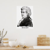 Wolfgang Amadeus Mozart, zwart Poster (Keuken)