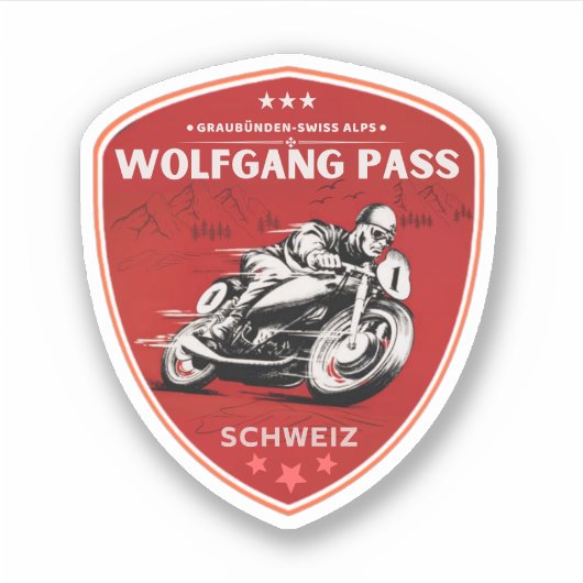 Wolfgang Pass Zwitsers-Alpen motortour Sticker (Voorkant)