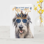 Wolfhound Dog King voor een dag grappige verjaarda Kaart (Gele Bloem)