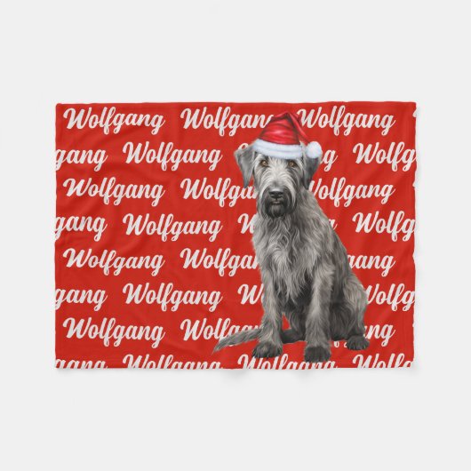 Wolfhound Dog with Name Patterned Christmas Fleece Deken (Voorkant (Horizontaal))