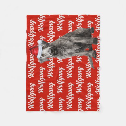 Wolfhound Dog with Name Patterned Christmas Fleece Deken (Voorkant)