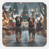 Wolfhound Dogs Christmas Snow Holiday Vierkante Sticker (Voorkant)