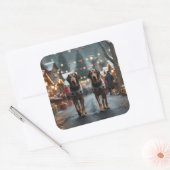 Wolfhound Dogs Christmas Snow Holiday Vierkante Sticker (Envelop)