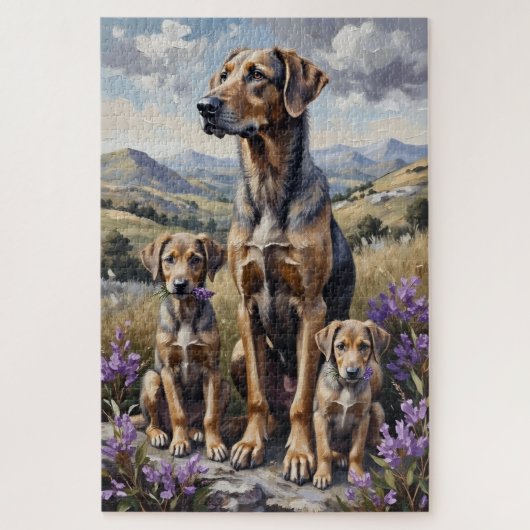 Wolfhound Highland Heather Kunst Legpuzzel (Verticaal)