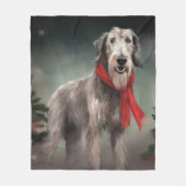 Wolfhound Hond in Sneeuw Kerstmis Fleece Deken (Voorkant)