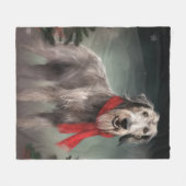 Wolfhound Hond in Sneeuw Kerstmis Fleece Deken (Voorkant (Horizontaal))