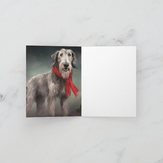 Wolfhound Hond in Sneeuw Kerstmis Kaart (Binnen)