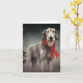 Wolfhound Hond in Sneeuw Kerstmis Kaart (Gele Bloem)