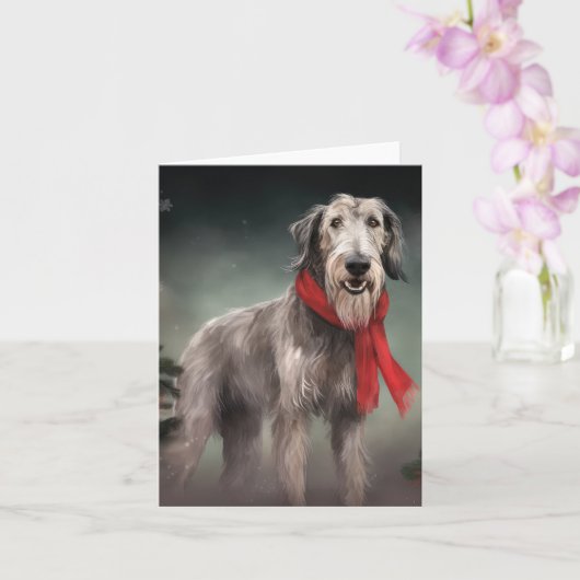 Wolfhound Hond in Sneeuw Kerstmis Kaart (Orchidee)