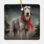 Wolfhound Hond in Sneeuw Kerstmis Keramisch Ornament (Voorkant)