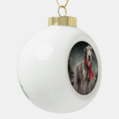 Wolfhound Hond in Sneeuw Kerstmis Keramische Bal Ornament (Links)