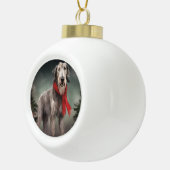 Wolfhound Hond in Sneeuw Kerstmis Keramische Bal Ornament (Rechts)